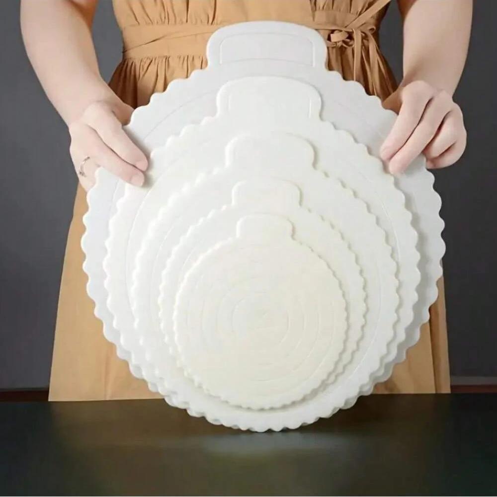 1PC 4/6/8/10/12 Inch Reusable Plastic Cake Base Dessert Tray Smooth Cleaning Birthday Home Baking Party Decoration Pad Food