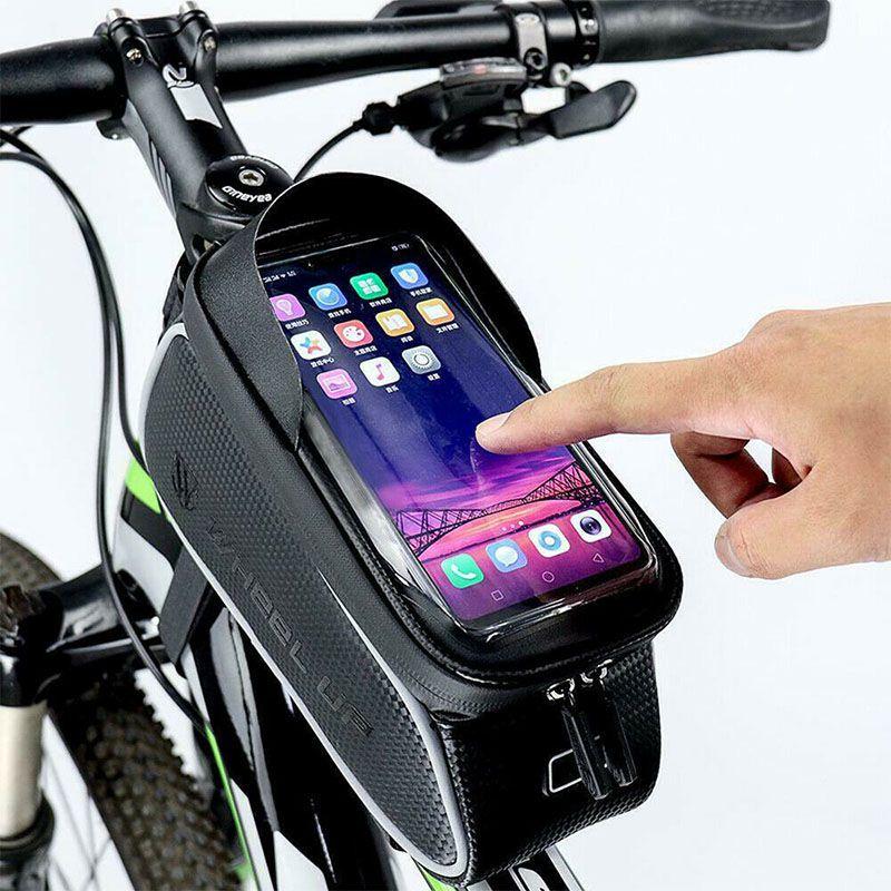 Polyester Bicycle Front Tube Pouch Bag With Transparent Tpu Screen**