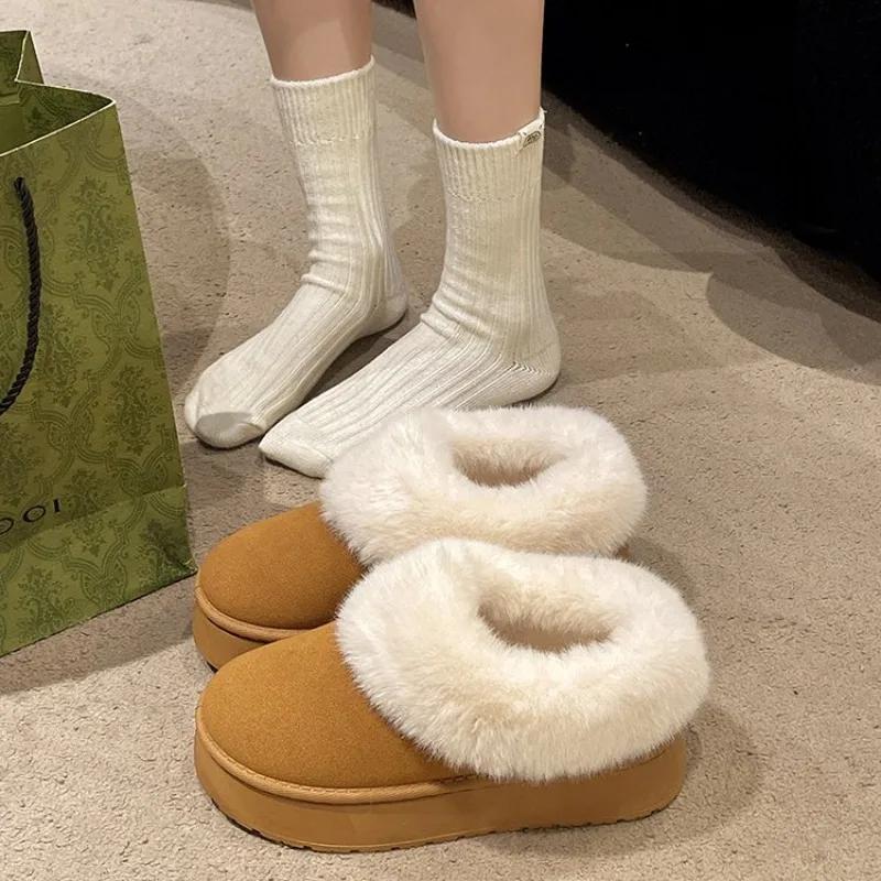 2024 New Warm Boots Women Winter Flats Shoes Short Plush Fur Ankle Snow Boots Casual Shoes Sport Suede