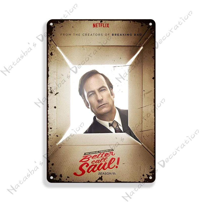Klassisches Fernsehen Better Call Saul Dekorteller Metallteller Vintage Metall Blechschild Retro Poster Plakette Wand Industrielle Dekoration