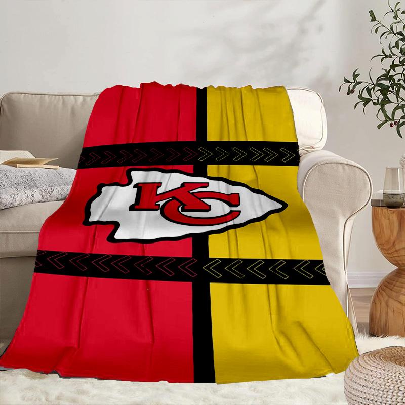 Kansas City Chiefs Logo Portable Blanket/Soft Blanket Bedding Blanket Suitable for Travel Camping Living Rooms Offices Sofas Fan Gifts