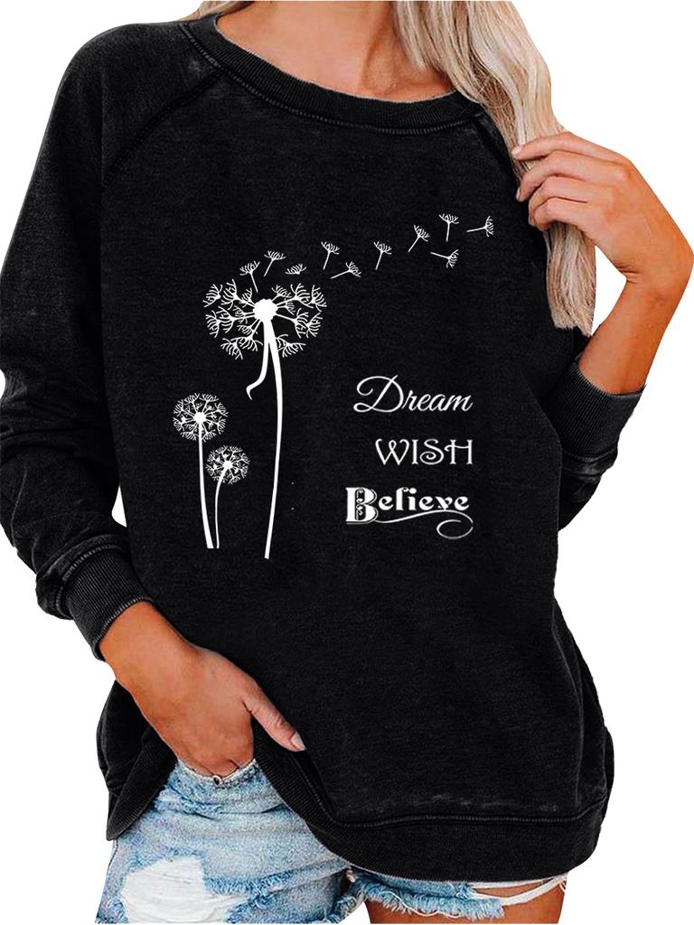 Women's Spring/Fall Sweatshirt Women's Personality Print Top Oversized Pullover Sweatshirt Versatile Sweatshirt
