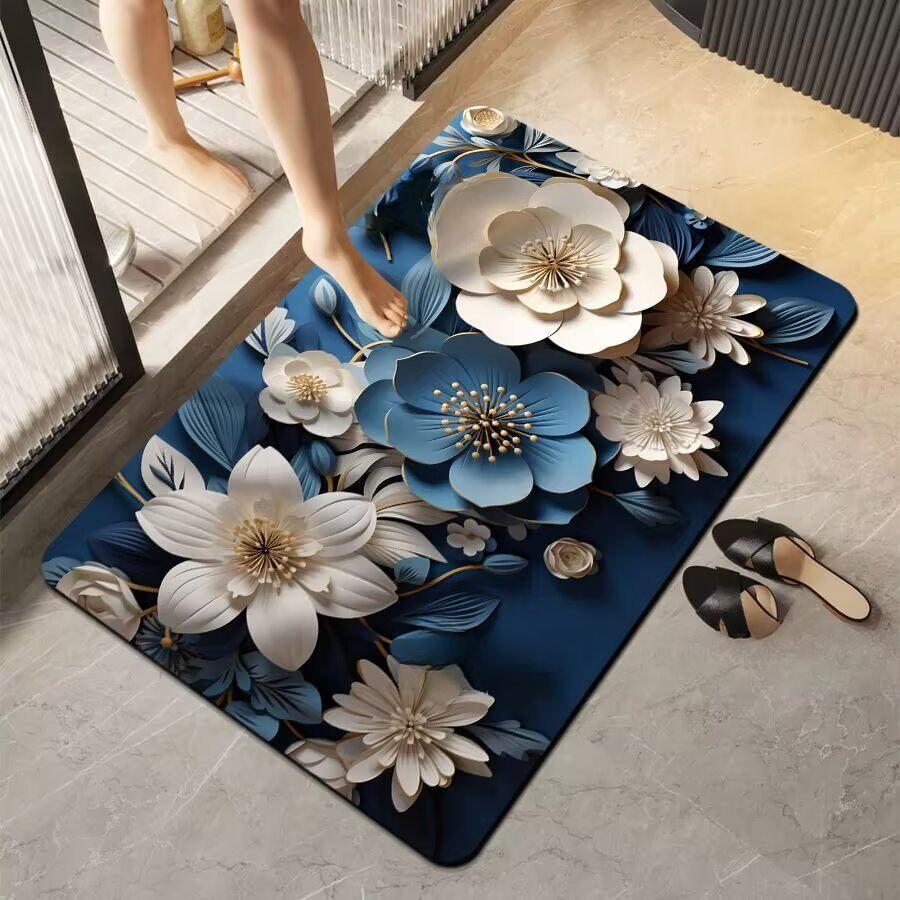 Simple Printing Bathroom Thickening Mat Bath Non-slip Carpets In Wash Basin Bathtub Side Floor Rug Shower Room Doormat Memory Foam 3D Pad