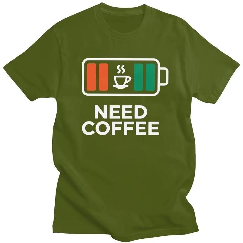 I Need Coffee Graphic Tee for Unisex 100% Cotton Short Sleeve Loose Fit T-Shirt