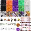 Kit per la creazione di braccialetti con perline in argilla di Halloween da 2086 pezzi Kit ciondoli fantasma zucca pipistrello Ornamento fai-da-te