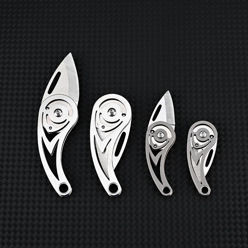 Conch Style Titanium Alloy Mini Knife with D2 Steel Blade, Stainless Steel Folding Design - Portable Keychain Box Opener