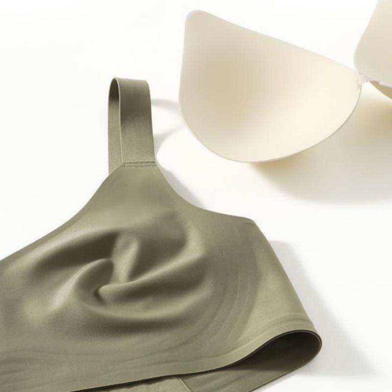 Sutiã sem costura feminino lingerie confortável tops esportivos acolchoados roupa íntima sexy sem fio sutiãs de suporte macio alças largas íntimas