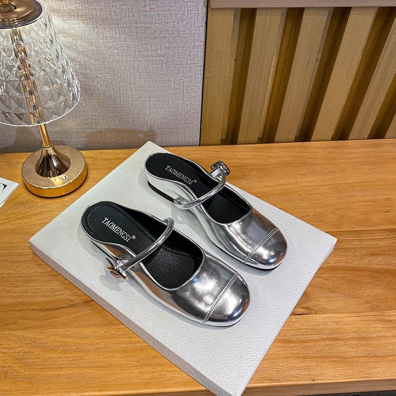 Yixinda half drag version~ mm inner height increase buckle with Mary Jane bag head half slippers women's sandals summer