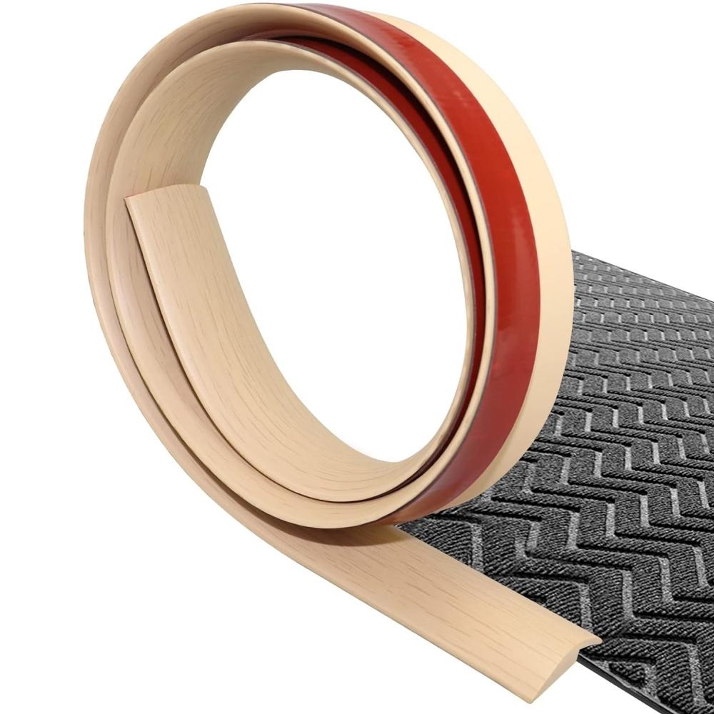 1pc 1/2mX3cm Self-Adhesive Floor Transition Strip, Flexible Wood Grain Design Edging for Carpet, Laminate&Floors, Threshold