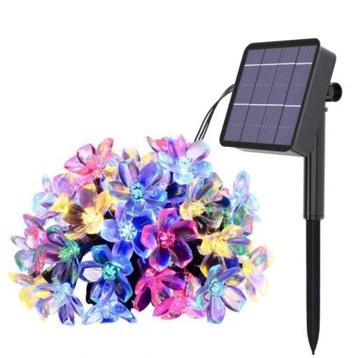 Lampki Ogrodowe Solarne Kwiatki 7M 50Led Multikolor - Do Dekoracji Ogrodu