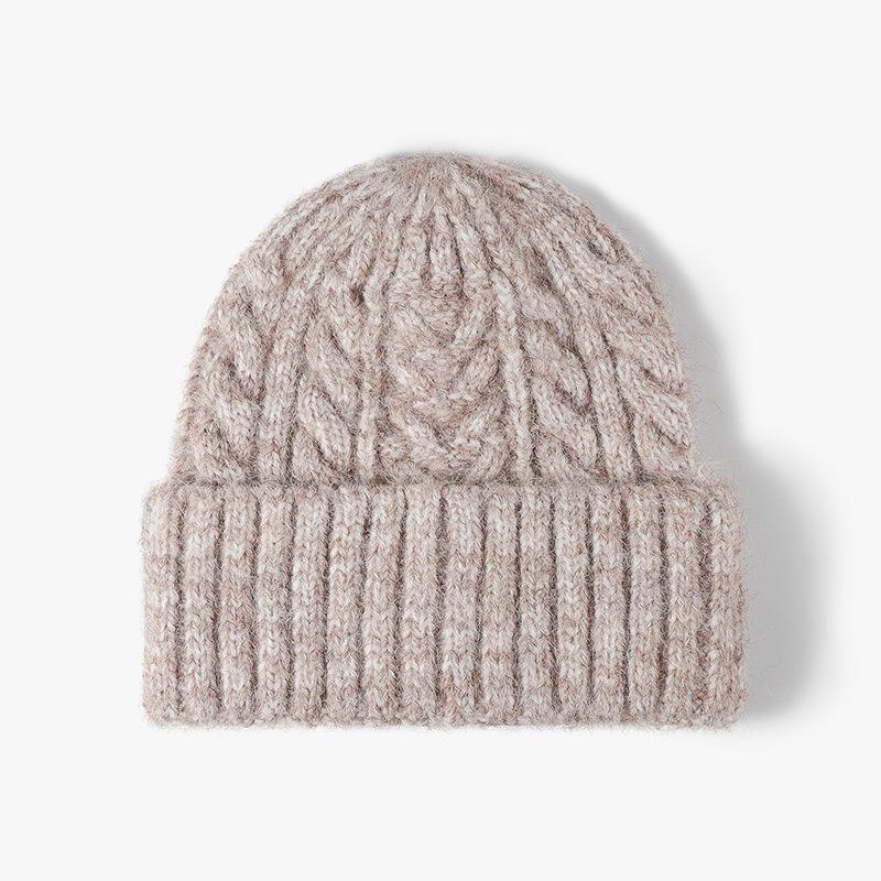 Japanese Winter Warm Simple Twist Woolen Cap Female Earflaps Slipover Male Beanie Student Hat