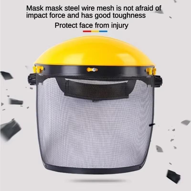 Casque de sécurité pour coupe-herbe de jardin, coupe-herbe, chapeau avec masque intégral en maille pour l'exploitation forestière, débroussailleuse, protection forestière