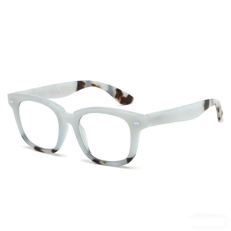 New Square Frame Studs Presbyopia Glasses Oversized Fashion Color-Block Blue Light Blocking Reading Glasses with Plus Diopters