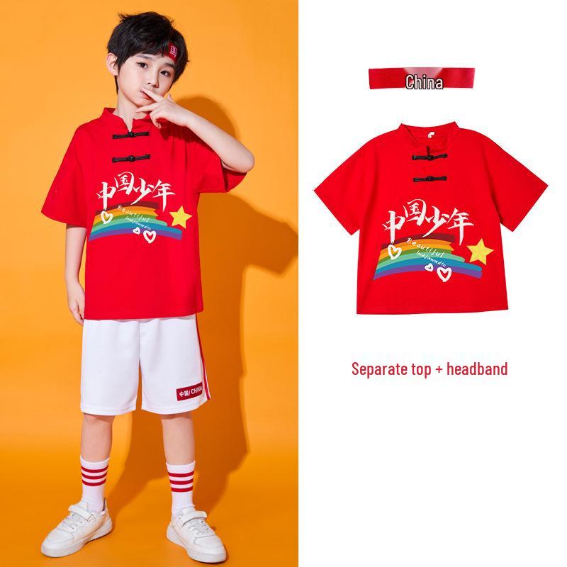 

Детский костюм для чирлидинга в китайском стиле для выступлений в детском саду и начальной школе 130cm