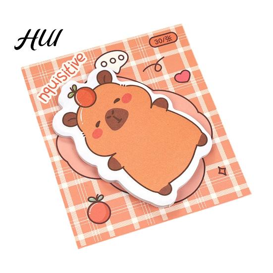 Glue-Free Sticky Pads 4 Pack Capybara Notepads, 30 Sheets Cute Self Cartoon Thick Paper Adhesive Notes Animal Memo Pads, for Office School Students