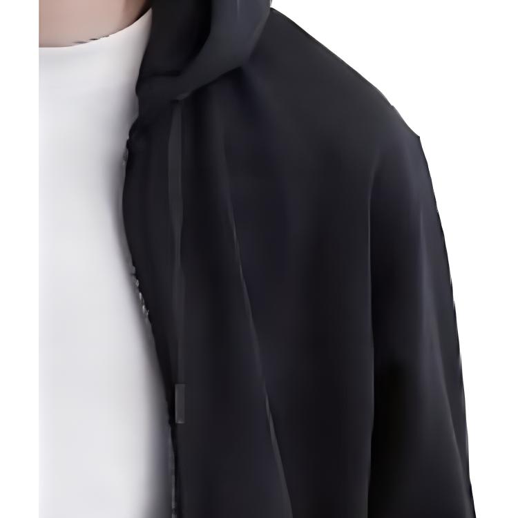 Uniqlo Solid Color Zipper Hooded Drawstring Cardigan Sweatshirt Unisex Sweatshirt Black 460324-09