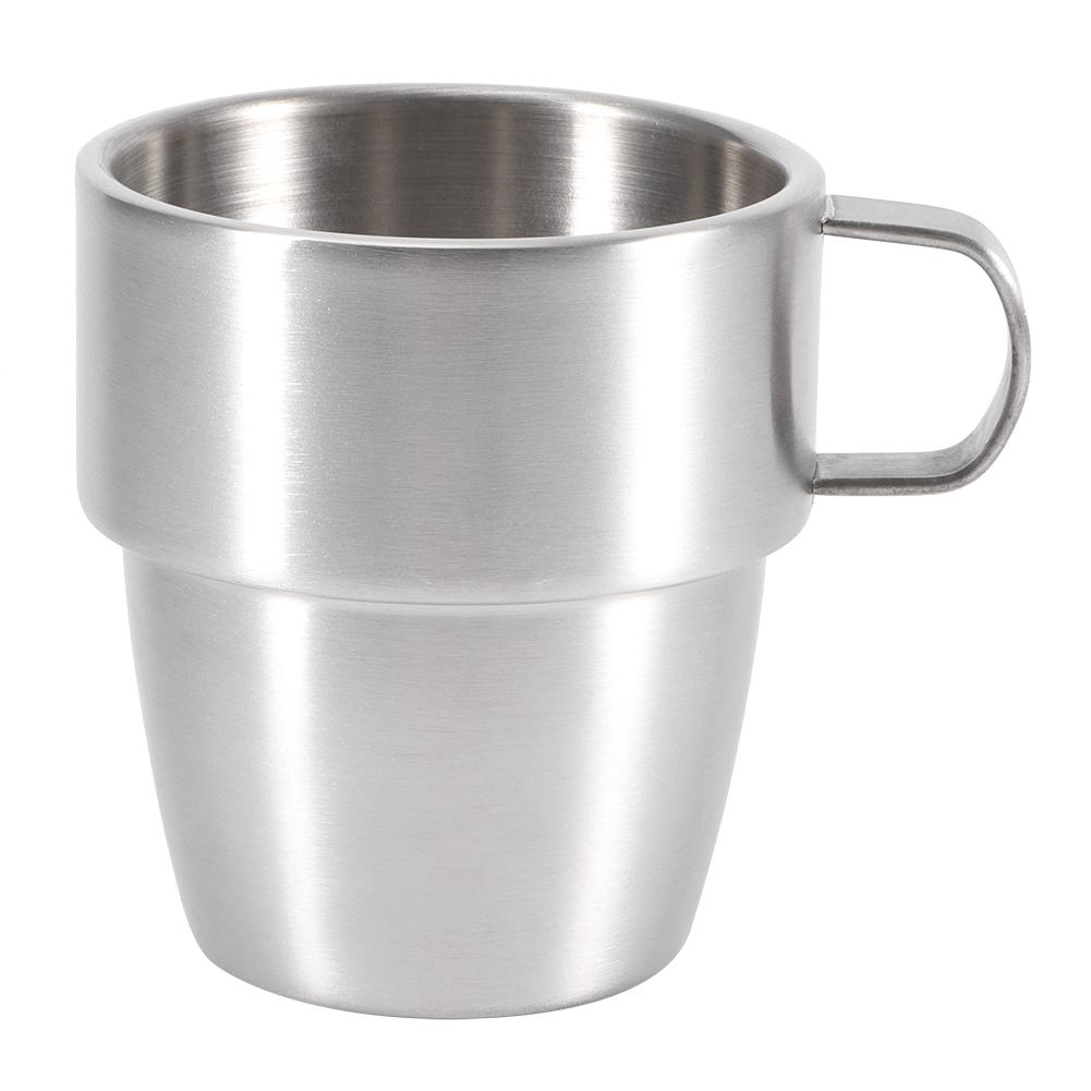 280ml Langlebiger doppelwandiger Edelstahl Bar Bierkrug mit Griff Weithalsbecher