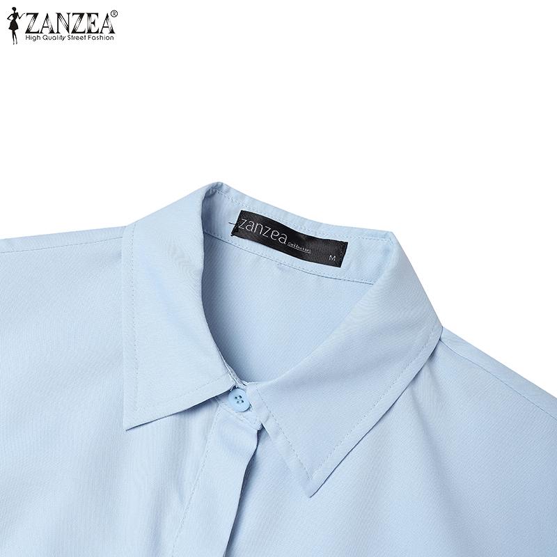 ZANZEA Rochie lejeră cu mânecă scurtă, cu guler răsturnat