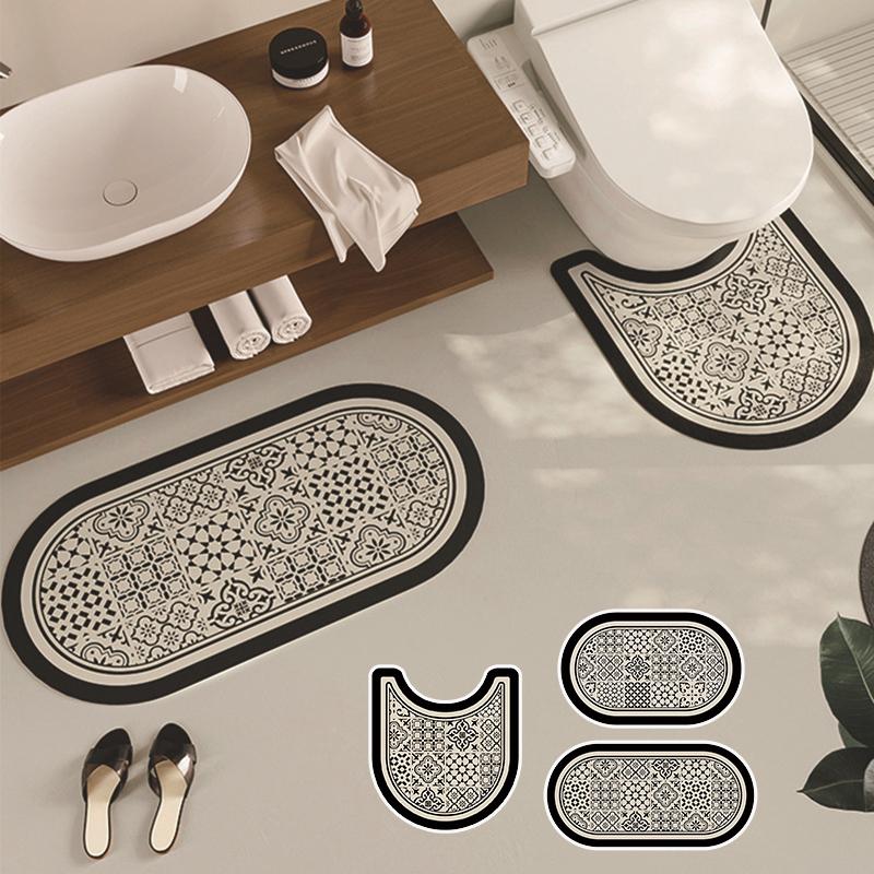 Badezimmer-Matten-Set Rutschfeste Badematte Gummi Super Saugfähig Badewanne Toiletten-Seiten-Bodenmatte Waschraum-Eingang Fußmatte Heimdekor
