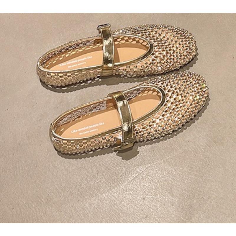 

Новый стиль дышащих женских туфель с ремешком на одно плечо, балетки 40 золотой