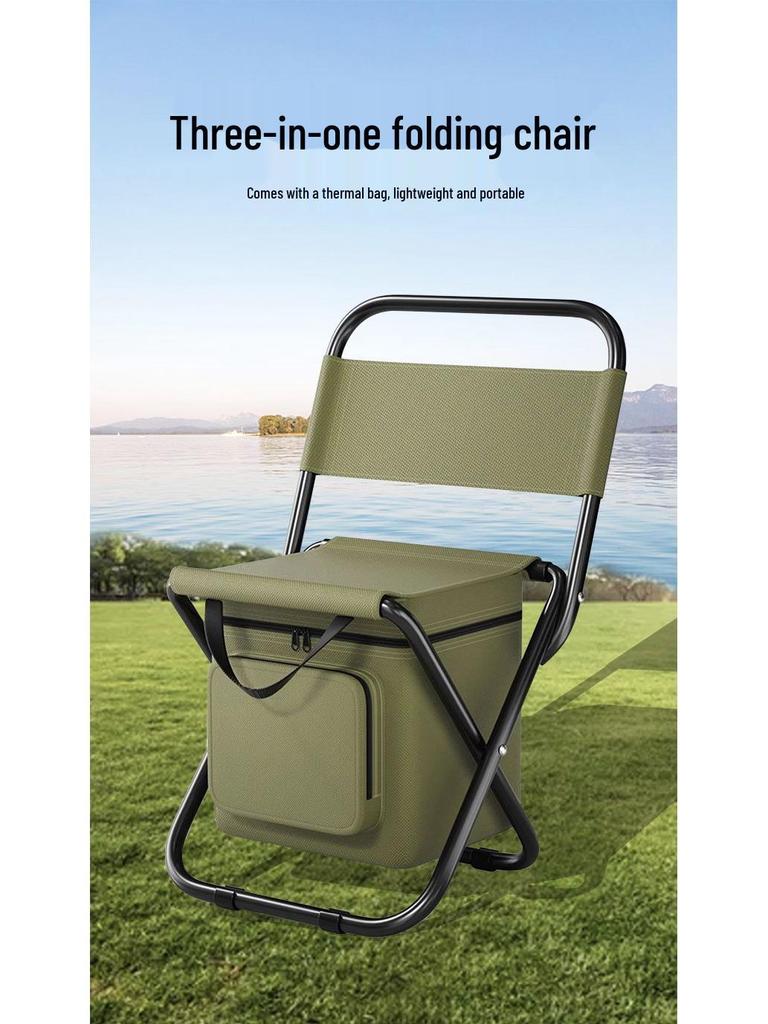 A1R Fishing Chair: Multifunctional Folding Outdoor Chair with Portable Ice Chest, Lightweight Backrest, and Fishing Stool.