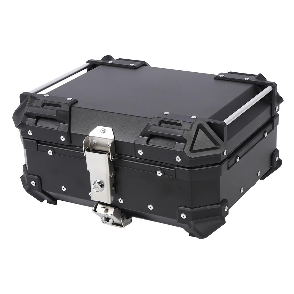 25L Motorcycle Top Box Aluminum Alloy Quick Release Water Resistant with Safety Lock Universal Rear Top Case for Helmet