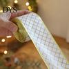 Hochwertiges Netzband für Blumengestecke 2,5" x 2,2 Yards Gold Transparent Weihnachtsbaumdekoration und Transparente Polyester-Schleifen Geschenkverpackung,