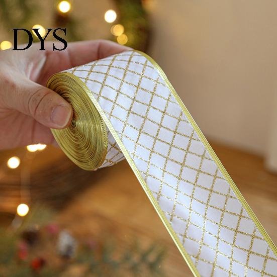 Hochwertiges Netzband für Blumengestecke 2,5" x 2,2 Yards Gold Transparent Weihnachtsbaumdekoration und Transparente Polyester-Schleifen Geschenkverpackung,