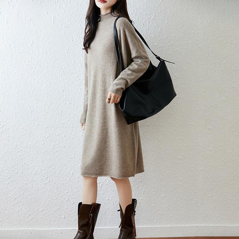 Women Sweater Dress 100% Wool MODERN NEW SAGA Turtleneck Knit Long Pullover Winter Jumpers Wool Long Dress Female