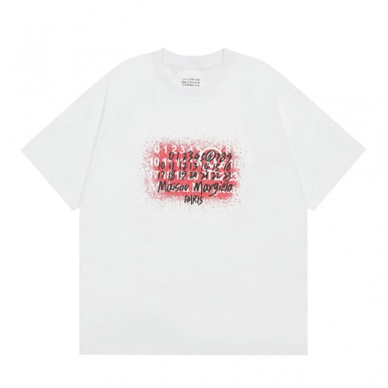 Digital Print MM6 Cotton T-Shirt Men Women Short Sleeve Casual Top 230g