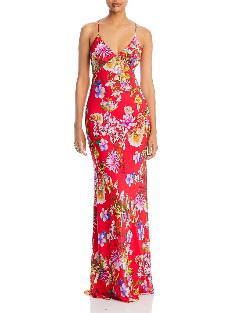 European and American Sexy Suspender Print Sleeveless Off-the-shoulder Fishtail Dress Vacation Lace-up Halter Dress