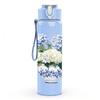 1PC White Floral Vase Vintage Pattern 750ml Color Plastic Sports Water Bottle Leakproof Flip Straw Lid Suitable for Sports Office Home Use