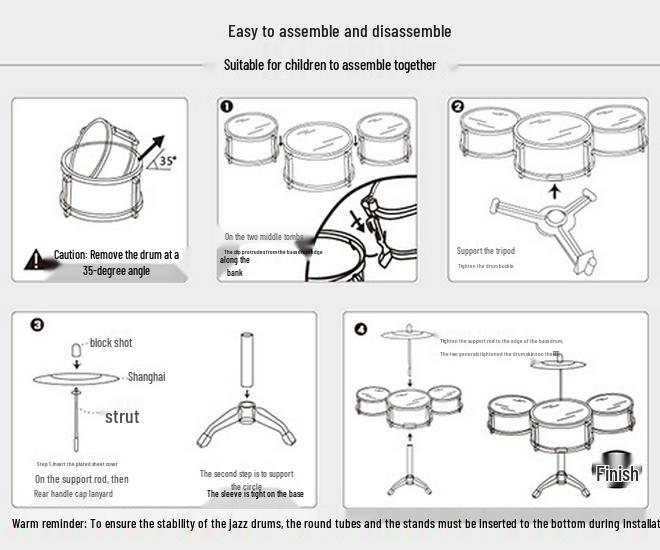 Kids' Jazz Drum Set - Beginner Percussion Instrument Toy