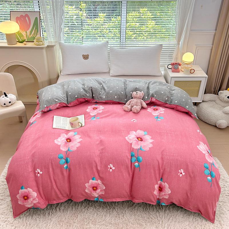 1Pc Sweet Red Flowers Duvet Cover Botanical Floral Pattern Comforter Cover Skin-friendly Comfortable Bedding Bedroom Decor