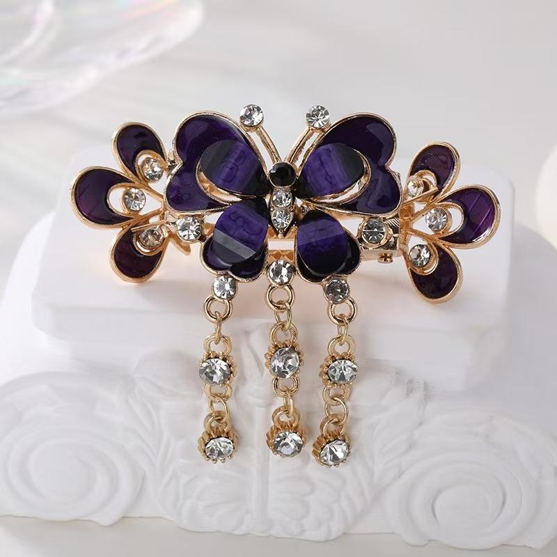 Fashion Crystal Butterfly Women's Hair Clip Colorful Rhinestone Elegant Kawaii Girl Tassels Hair Accessory Hair Clip Headband