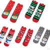 4 Pair Womens Cotton Socks Santa Claus Snowman Pattern Sock Novelty Stocking Soft Breathable Mid-