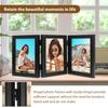 Triple Photo Frame 180° Foldable Hinged Picture Frame Stand Vertically on Desktop Photo Frame Glass Front Black Photo Frame