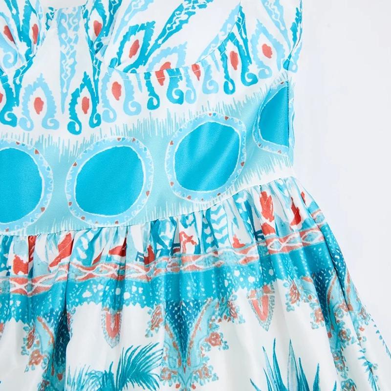 Green Floral Print Sexy Spaghetti Straps Dress Women High Waist A-line Long Holiday Summer Dresses Party Robes 2026