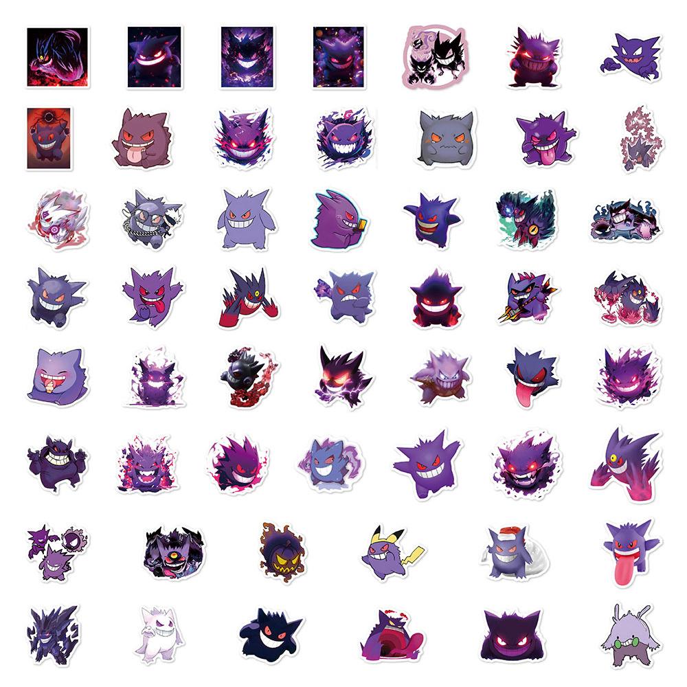 50 Stück Niedliche Pokemon Gengar Aufkleber DIY Motorrad Telefon Skateboard Laptop PVC Wasserdicht Kinderspielzeug Graffiti Cartoon Abziehbilder