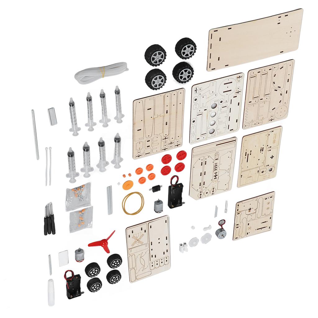 4 Sets 3D Wooden Puzzle Excavator Hand Generator Electric Tank Vehicle Toy Set Kit for Kids
