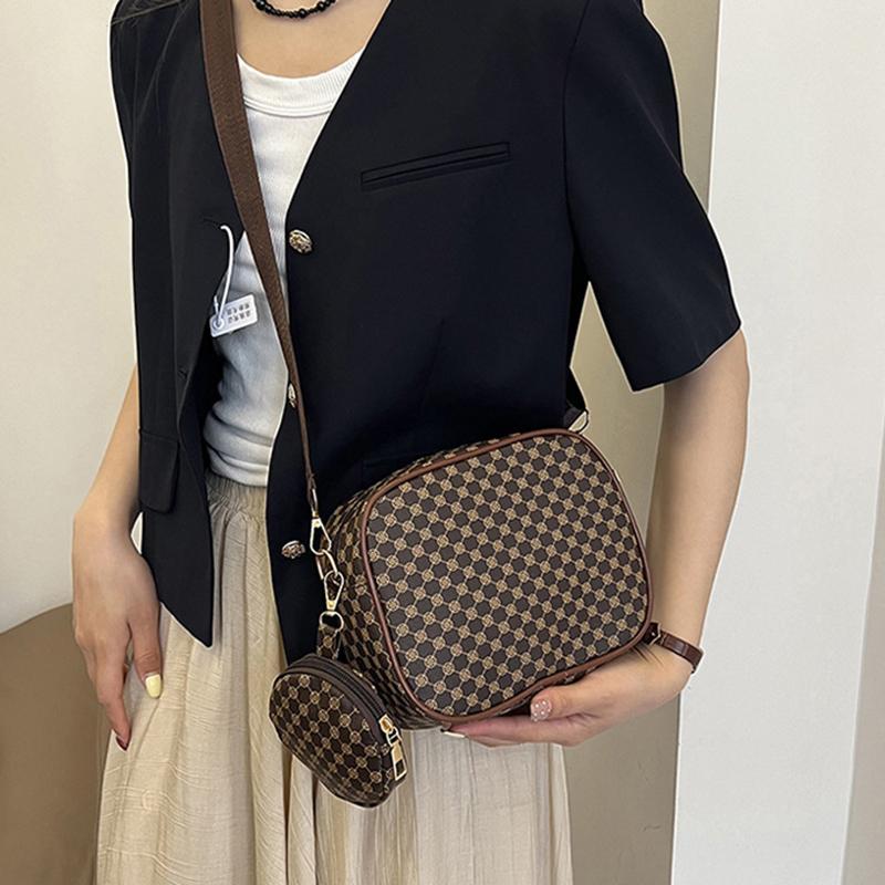 Vintage Trend Quadratische Umhängetasche mit kleinem Beutelmuster PU-Leder Damen Schultertasche