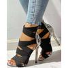Sandals Women's Summer Style European and American Roman Style Super High Heel Thin Heel Elastic Bag Heel Back Zipper High Heel Sandals Women