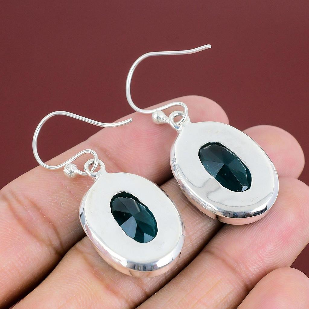 Faceted Indicolite Earring Genuine Gemstone Earring 925 Sterling Silver Earring Beautiful Indicolite Jewelry Handmade Earring Gifts For Wife
