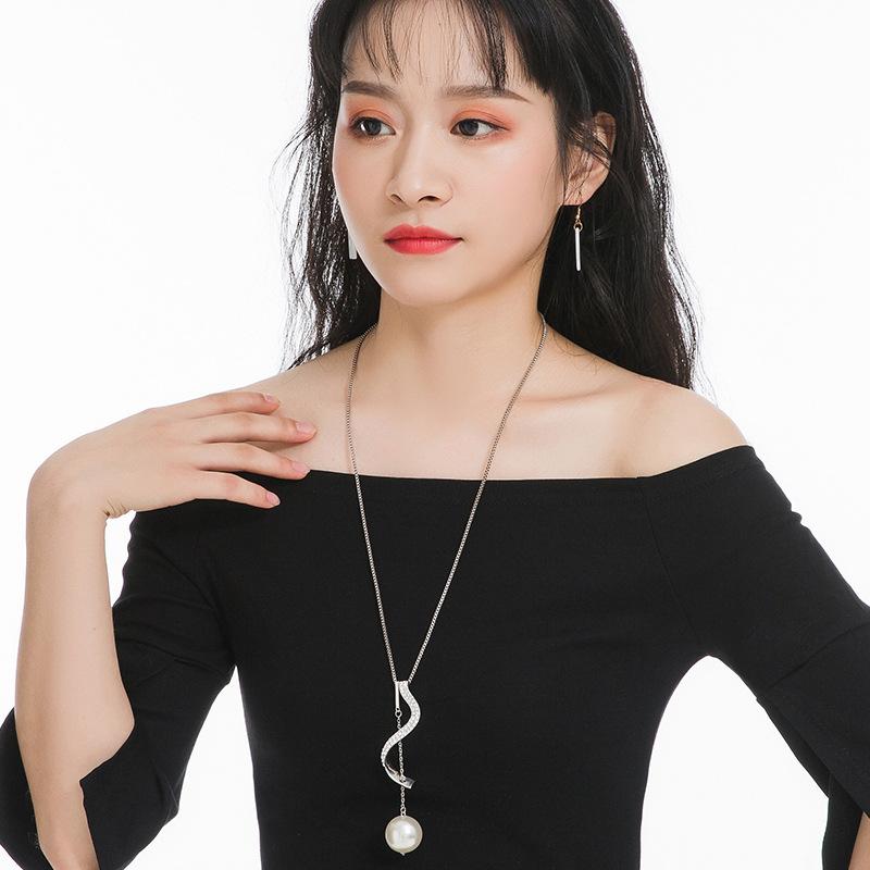 Accessories Necklace Female Douyin Same Pearl Sweater Chain Long Decorative Geometric Accessories