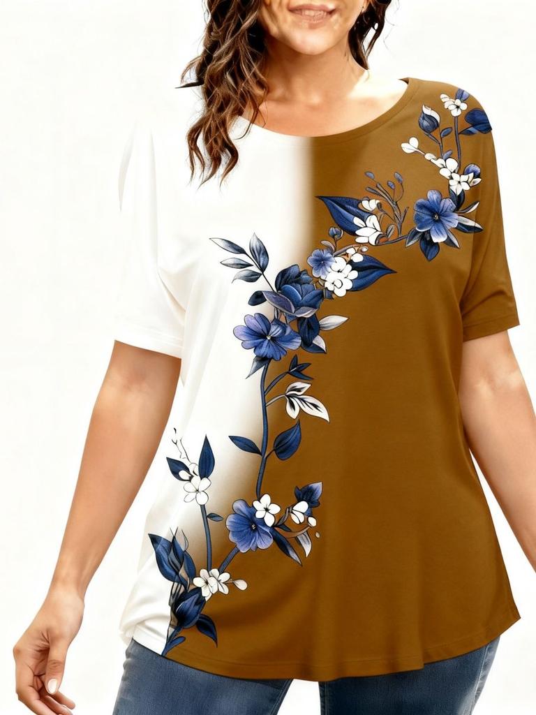 Summer Floral Flower 3D Print T-Shirts Women Casual Short Sleeve Round Neck T Shirt Harajuku Y2K Tees Top Female Street Clothing