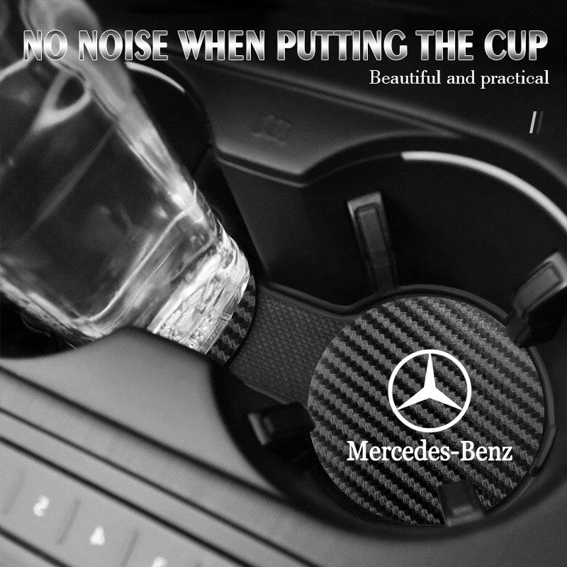 GLC GLB 2 Pezzi Sottobicchiere in Pelle Antirumore Tappetino per Tazza d'Acqua Cuscino Per Mercedes Benz AMG W203 W206 W220 W205 W211 W212 W201 W210 W10