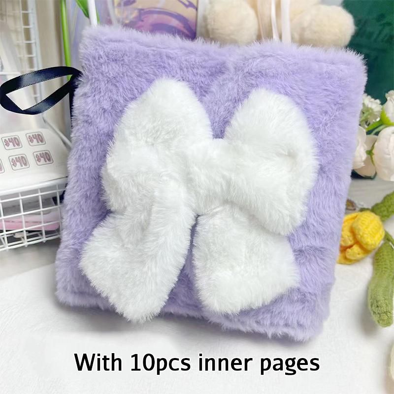 Ins Plush Bow 3-Inch Photo Album Two-Grid Bowknot Small Cards Storage Book Girl Star Chasing Card Loose Leaf Storage Album