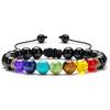 Unisex 7 Chakra Beads Lava Rock Gemstone Bracelet 8mm Double Layer Row Adjustable Yoga Stone Energy Healing Bracelets Trendy
