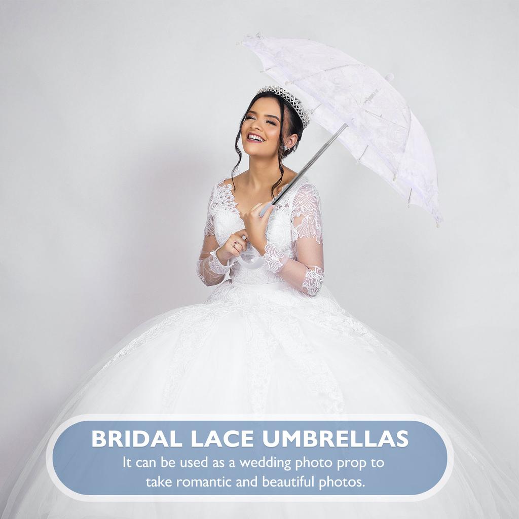White Wedding Lace Umbrella Parasol Vintage Decorative Photo Prop Bridal Accessory Girl Nament Fashion Umbrella Stage Props