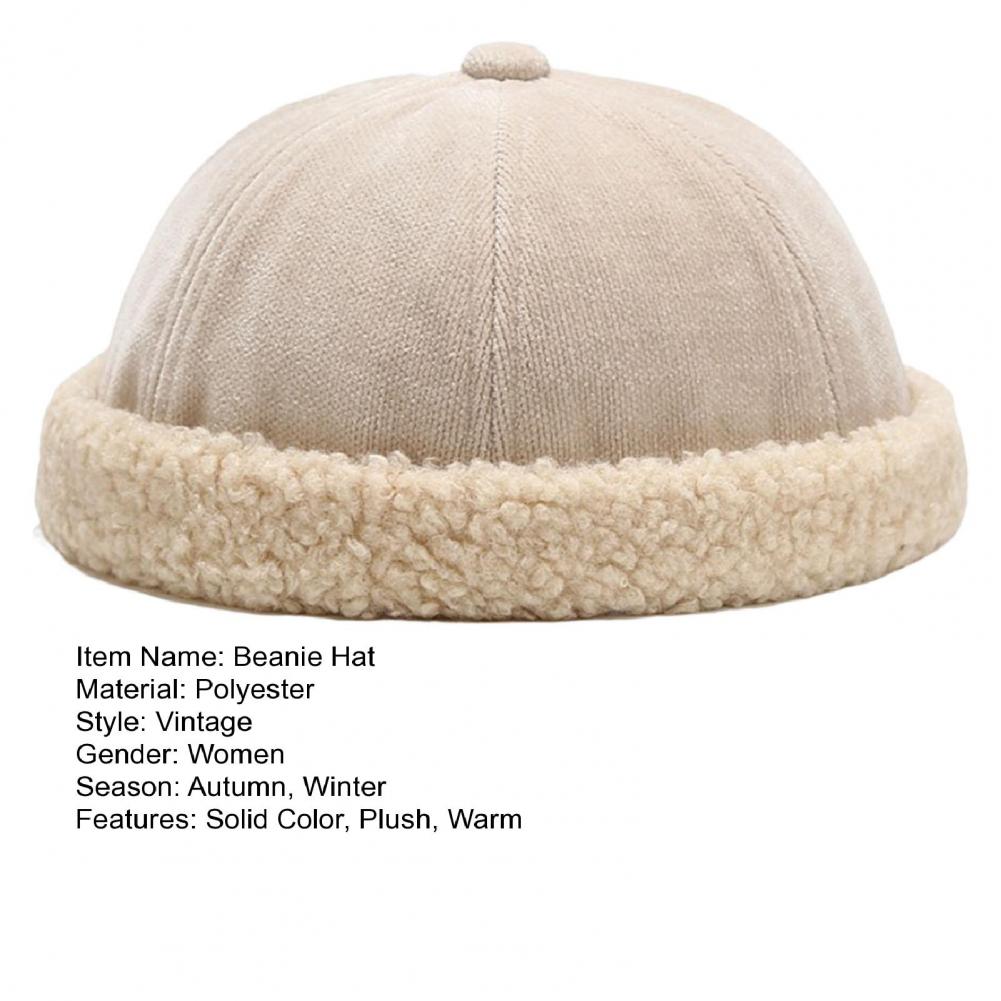 Beanie-Mütze, verdickte Wintermütze, Verschlussbandmütze, Damenmütze, verdickte Plüschmütze ohne Krempe